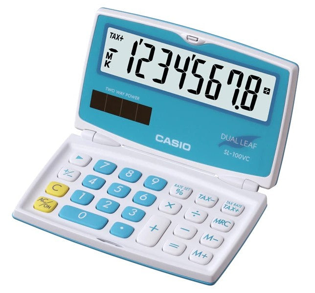 Calculadora Básica Bater. Plegable Azul Pa.DC/Solar 8 Dígitos Casio® SL-100VC-BU [Pieza] 4971850152491
