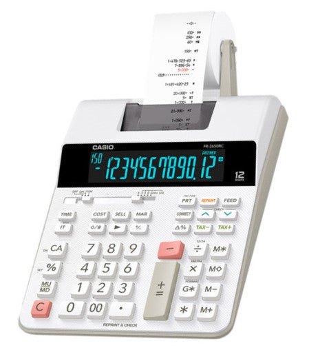 Calculadora c/Impresora 2.4 L/S 2 Colores 12 Dígitos Casio® FR-2650-T-WE [Pieza] 4971850167266