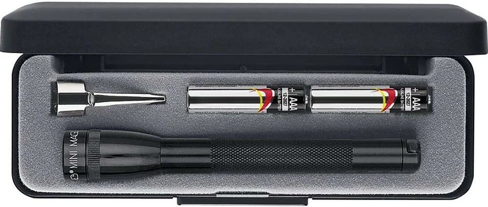 Linterna Incandescente Mini c/Estuche 12.7cm 2 AAA Negro Mag-lite® 500413 M3A012 Pieza 7501241716192
