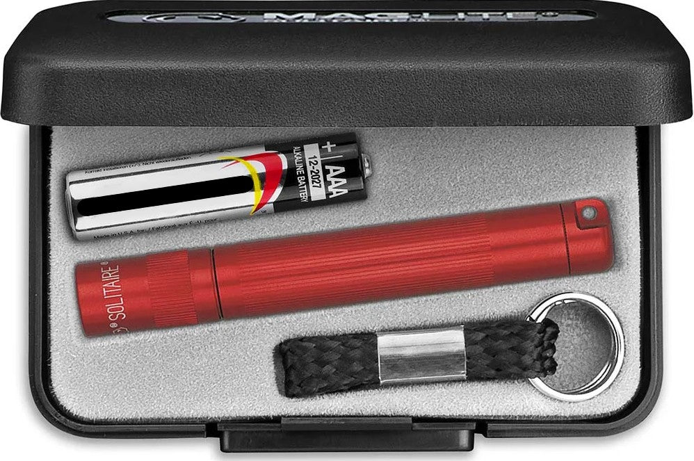 Linterna Incandescente Solitaire c/Estuche 8cm 1 AAA Rojo Mag-lite® 500367 K3A032 Pieza 764016747371