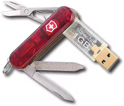 Navaja-USB Swissbit Memory Láser 1gb 58mm Rojo Transparen 8 Usos Victorinox® 4.6027.TG1 [Pieza]