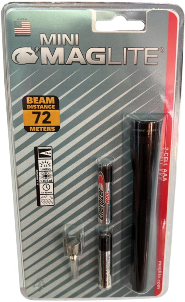 Linterna Incandescente Mini en Blíster 12.7cm 2 AAA Negro Mag-lite® 500414 M3A016 Pieza 764016747418