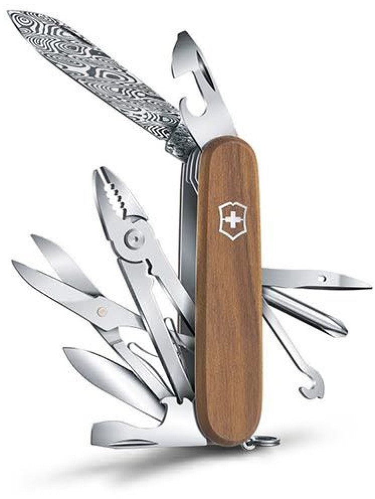Navaja Limited Edition Deluxe Tinker Damascus 91mm Madera 2018 Victorinox® 1.4721.J18 [Pieza] 7611160060747 Imagen principal del producto