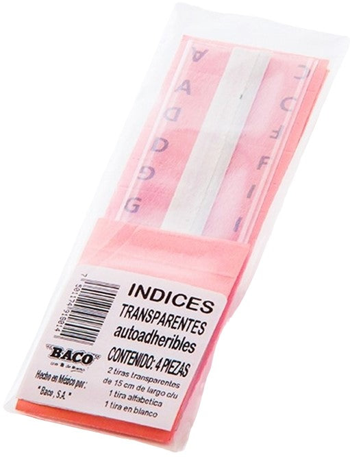 Indice Transparente Auto-Adheribles 15cm Fondo Blanco Sobre c/2 Baco® CP091 Pieza 7501174918014 03