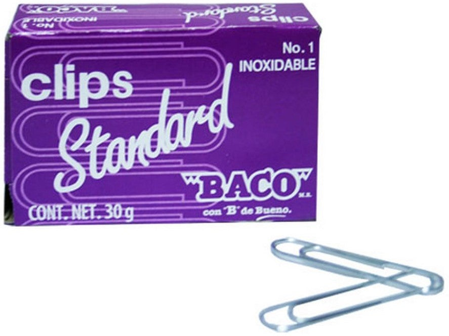 Clips Standard Galvanizado c/30g #1 32mm Baco® PTCLA0019 Caja 7501174912302 01
