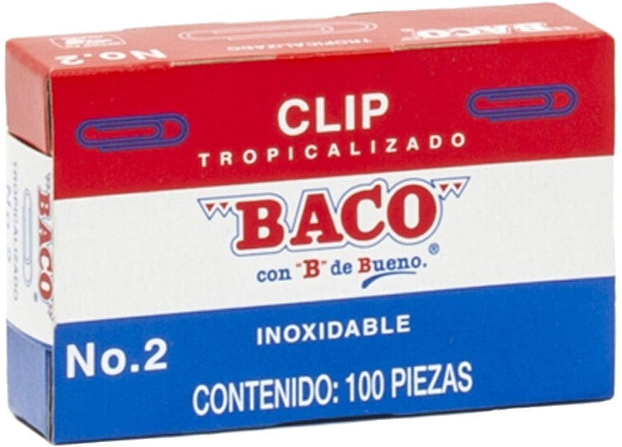 Clips Tropicalizado c/100 #2 27.5mm Baco® CL004 Caja 7501174912012 01
