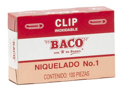 Clips Niquelado c/100 #1 32mm Baco® CL006 Caja 7501174912036 01