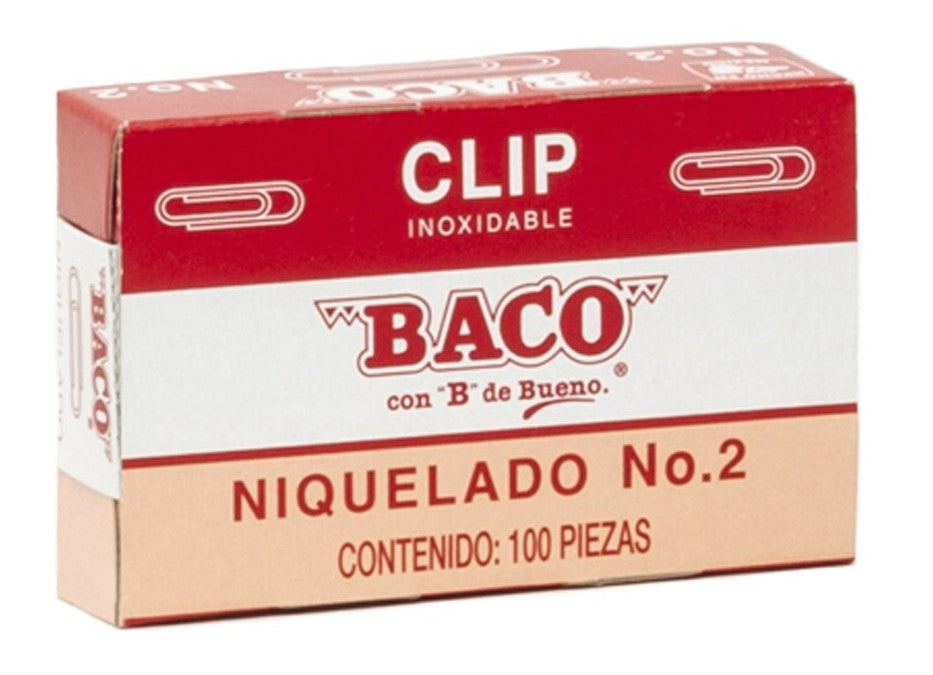 Clips Niquelado c/100 #2 27.5mm Baco® PTCLA0017 Caja 7501174912043 01