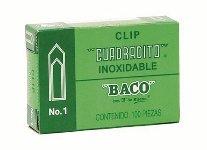 Clips Cuadradito Niquelado c/100 #1 Baco® CL009 Caja 7501174912067 01