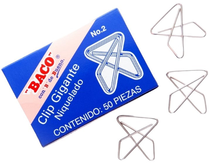 Clips Mariposa Tropicalizado c/50 #2 34×37mm Baco® CL018 Caja 7501174912319 02