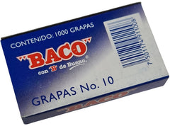 Grapa Nº10 Corona: 9.37 mm Pata 4.76mm c/1000 Baco® G-10 [Caja] 7501174911008 3