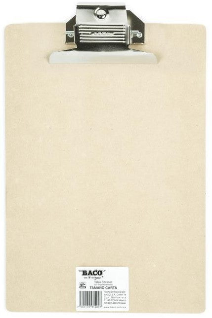 TablaAgarraPapel Fibracel Broche Placa Metal Madera Carta Baco® TB002 Pieza 7501174914016 01 Imagen principal del producto