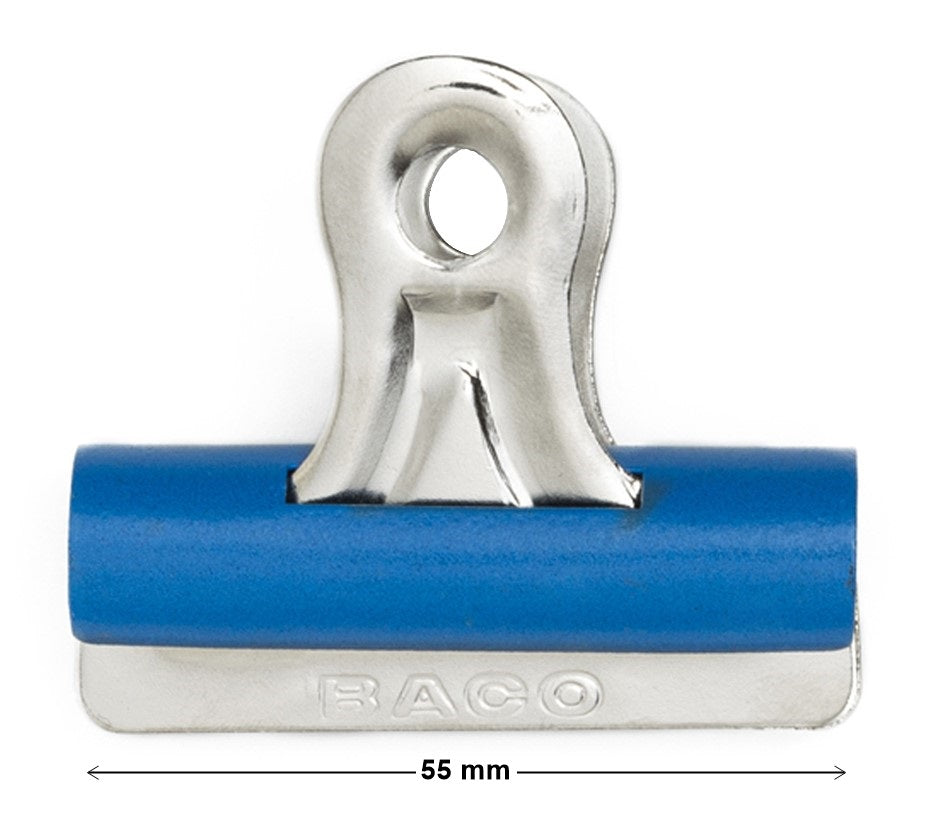 Broche Sujeta Papel Bulldog #200 Azul Claro 55mm Baco® BR002 Pieza 7501174910025 01
