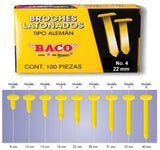 Broches Latonados Tipo Alemán B-4 c/100 22mm Baco® BR014 Caja 7501174919042 01