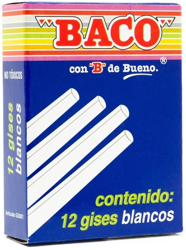 Gis Moldeado G-12 Blanco c/12 Baco® GS001 Caja 7501174972009 01