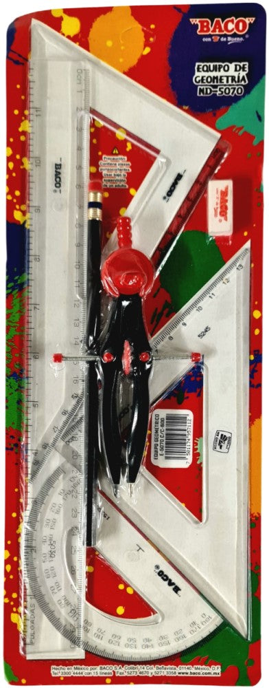 Juego de Geometría ND-5070 Compás 106 Cartón Transparente Grande Baco® EQ042 [Pieza] 7501174957112 4