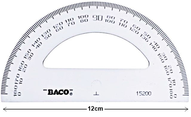 Transportador de Plástico 180° T-15200 12cm Baco® TR002 Pieza 7501174950137 01