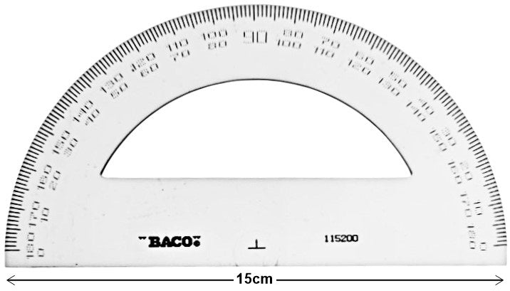 Transportador de Plástico 180° T-115200 15cm Baco® TR003 Pieza 7501174950151 01