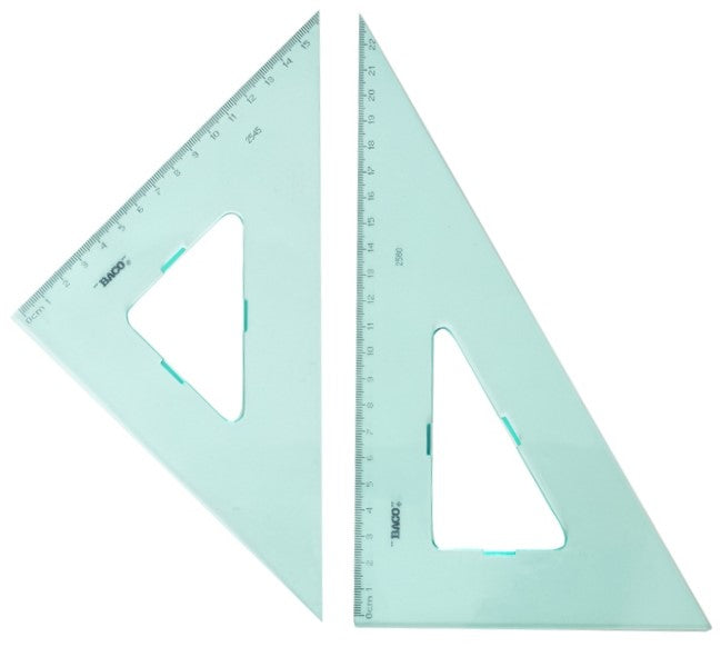 Escuadras SemiProfesional Sp-2545/60 con Bisel 25cm Graduada Acrílico Baco® SP017 [Estuche] 7501174992533