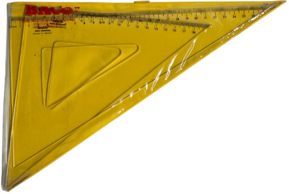 Escuadras SemiProfesional Sp-2845/60 sin Bisel 28cm Graduada Acrílico Baco® SP020 Estuche 7501174992