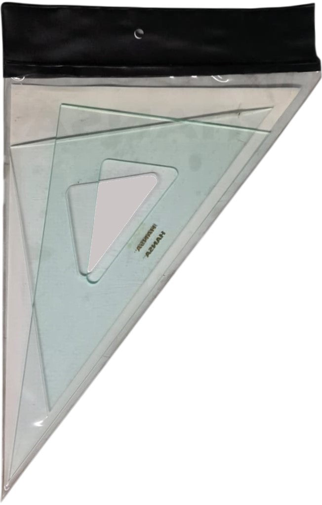 Escuadras SemiProfesional Sp-2545/60 sin Bisel 25cm sin Graduación Acrílico Hansa® HN003 Estuche 750