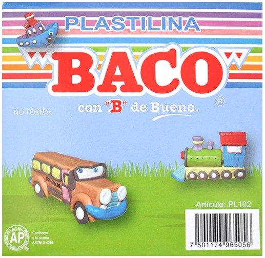 Plastilina Barra Barritas Colores Pastel Caja c/10 Baco® PTPLB0012 Caja 7501174965056 04
