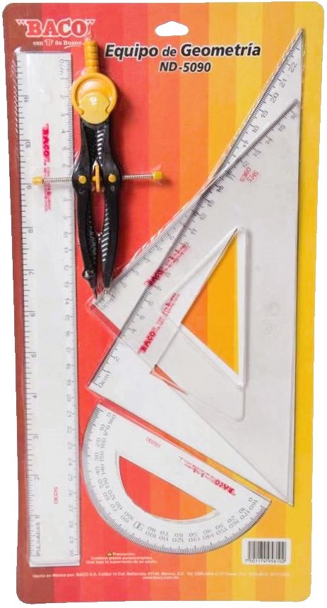 Juego de Geometría ND-5090 Compás 600 Cartón Transparente Jumbo Baco® PTEQA0029 [Pieza] 7501174958119 2