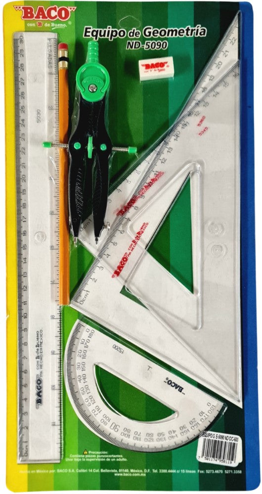 Juego de Geometría ND-5090 Compás 600 Cartón Transparente Jumbo Baco® PTEQA0029 [Pieza] 7501174958119 3