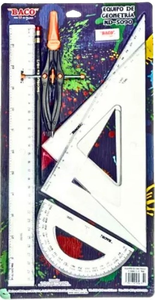 Juego de Geometría ND-5090 Compás 600 Cartón Transparente Jumbo Baco® PTEQA0029 [Pieza] 7501174958119 4
