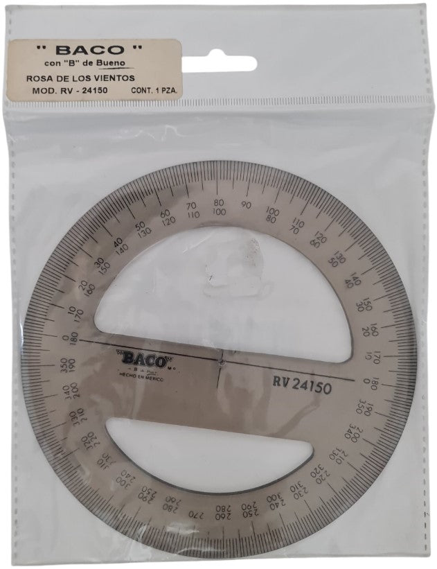 Transportador de Plástico Rosa de los Vientos 360° RV-24150 Ø 15cm Baco® RV005 Pieza 7501174953718 0