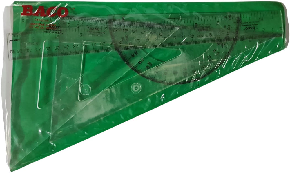 Juego de Geometría Nº3 sin compás en Vinilo 30cm Transparente 36×19cm Baco® EG003 [Pieza] 7501174951622 2