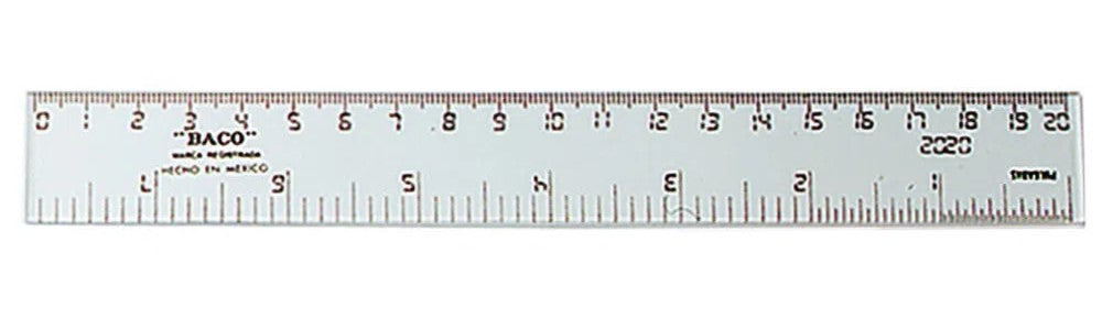 Regla Acrílico sin Bisel 20cm Transparente 2020 Baco® Pieza 01