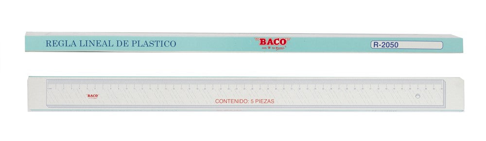 Regla Acrílico sin Bisel 50cm Transparente 2050 Baco® RL002 Pieza 7501174990041 02