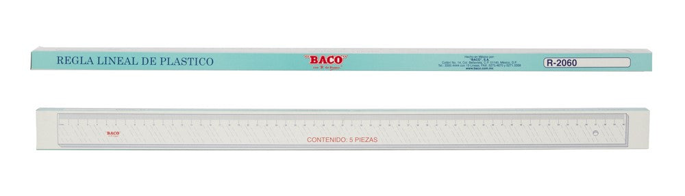 Regla Acrílico sin Bisel 60cm Transparente 2060 Baco® RL003 Pieza 7501174990058 02