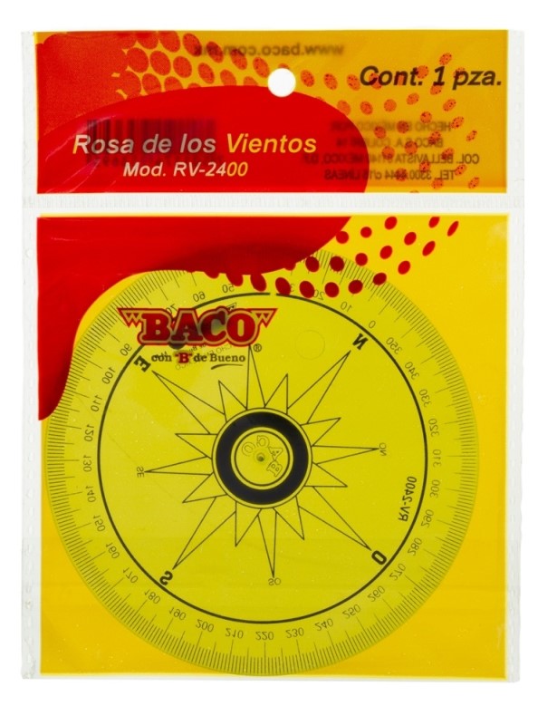 Transportador de Plástico Rosa de los Vientos 360° RV-2400 Ø 9.5cm Baco® RV001 Pieza 7501174953695 0