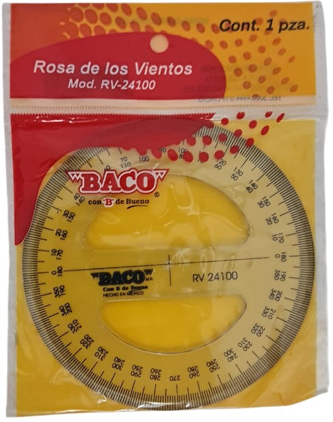 Transportador de Plástico Rosa de los Vientos 360° RV-24100 Ø 10cm Baco® RV003 Pieza 7501174953626 0