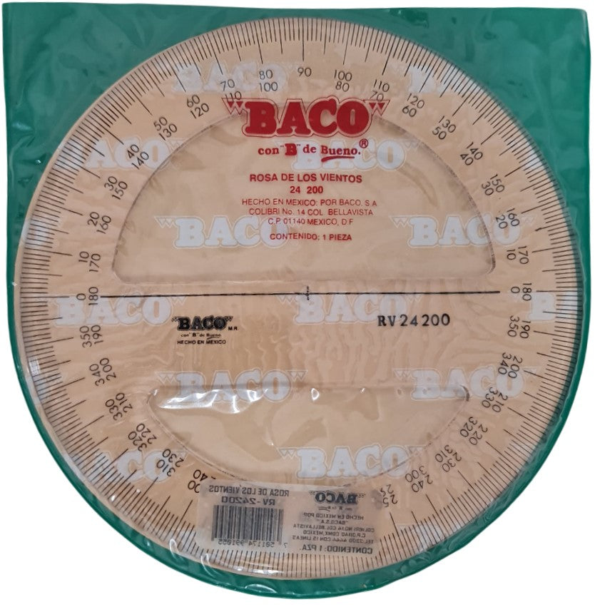Transportador de Plástico Rosa de los Vientos 360° RV-24200 Ø 20cm Baco® RV006 Pieza 7501174991055 0