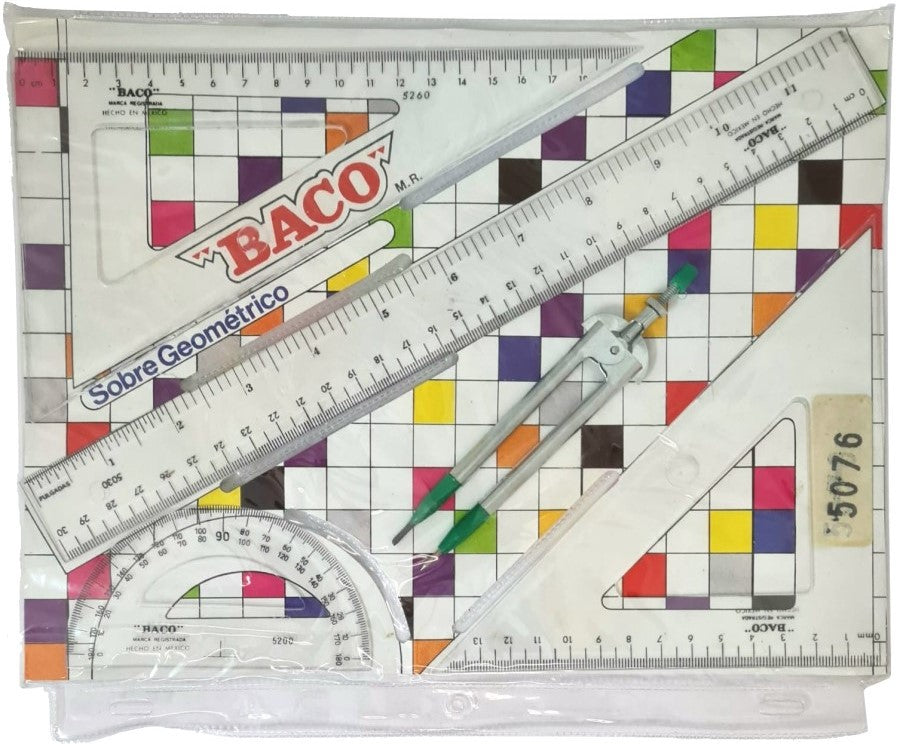 Juego de Geometría #5076 Compás-103 Transpar Sobre p/carpeta Mediano Baco® [Pieza] 7501174913392