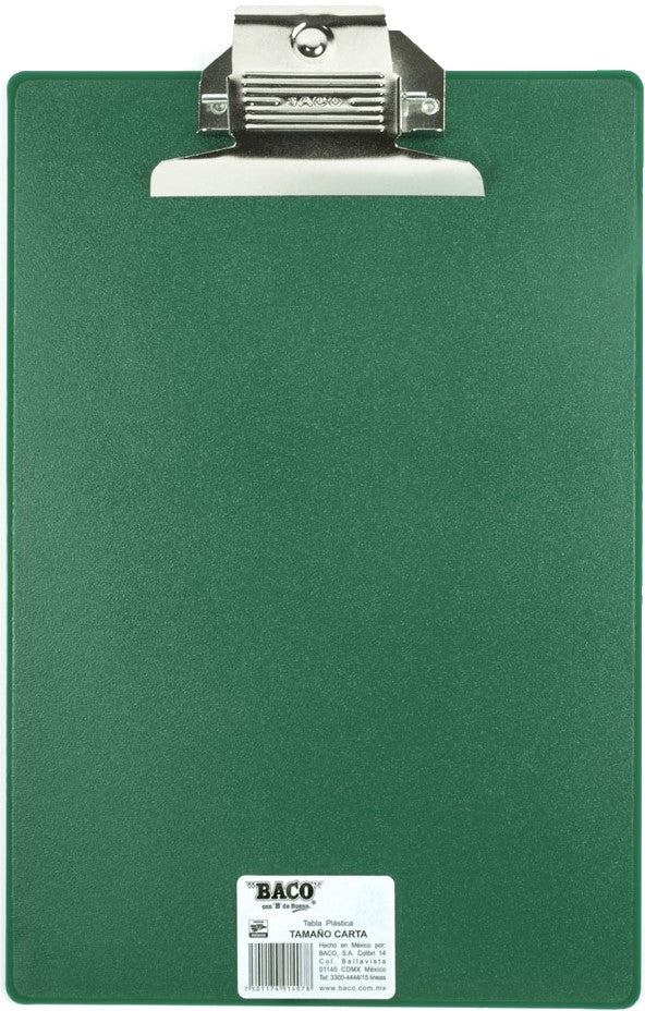 TablaAgarraPapel Plástico Broche Placa Metal Colores Carta Baco® TB005 Pieza 7501174914078 02