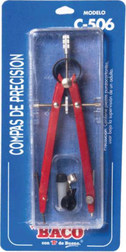 Compás Escolar Precisión Brazo Largo C-506 Metal Colores Baco® CM026 [Pieza] 7501174970326