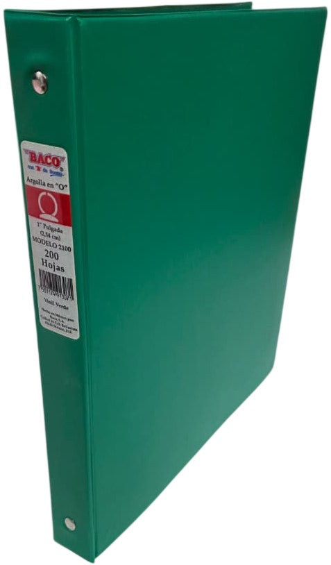 Carpeta 3 Argollas "O" 2100 1" Verde Carta Baco® CV007 Pieza 7501174913071 01