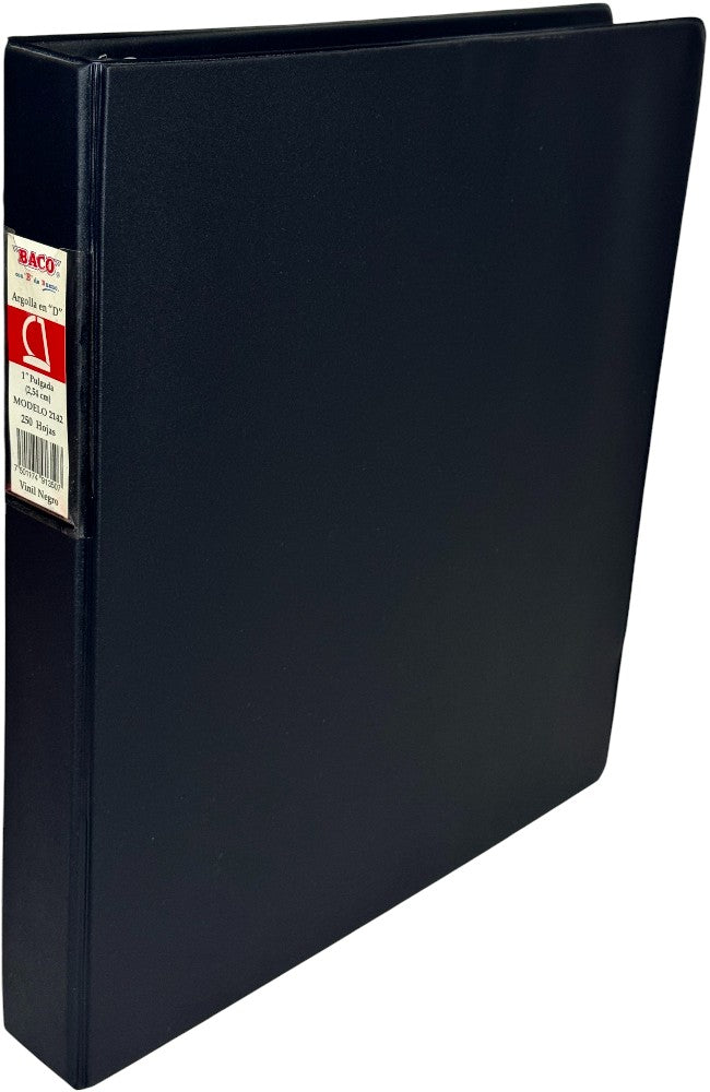 Carpeta 3 Argollas "D" 2142 sin ventanas 1" Negro Carta Baco® Pieza 7501174913507 01