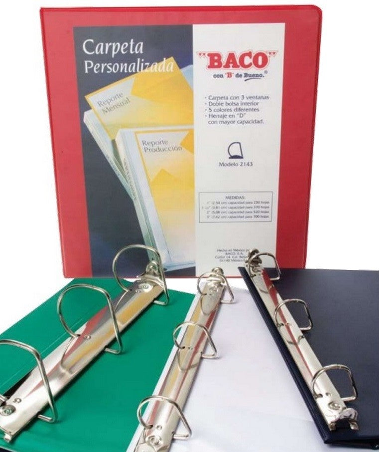 Carpeta 3 Argollas "D" 2143 2" Negro Carta Baco® CV085 Pieza 7501174913750 01