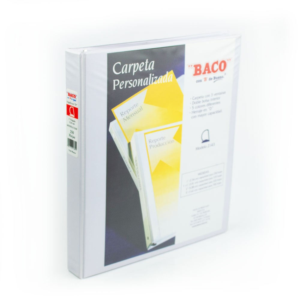 Carpeta 3 Argollas "D" 2143 1" Blanco Carta Baco® CV074 Pieza 7501174913699 01