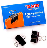 Broche Sujeta Papel #0 c/12 Negro 19mm ¾" Baco® BR005 Caja 7501174910261 01