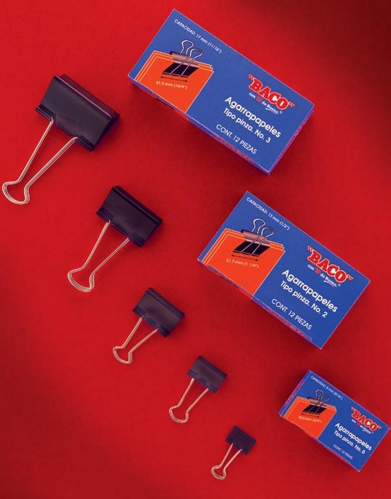 Broche Sujeta Papel #4 c/12 Negro 50mm 2" Baco® BR009 Caja 7501174910308 01