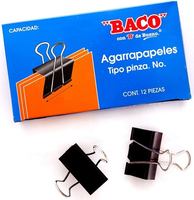 Broche Sujeta Papel #4 c/12 Negro 50mm 2" Baco® BR009 Caja 7501174910308 03