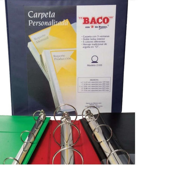Carpeta 3 Argollas "O" 2103 0.5" Blanco Carta Baco® CV029 Pieza 7501174913347 01