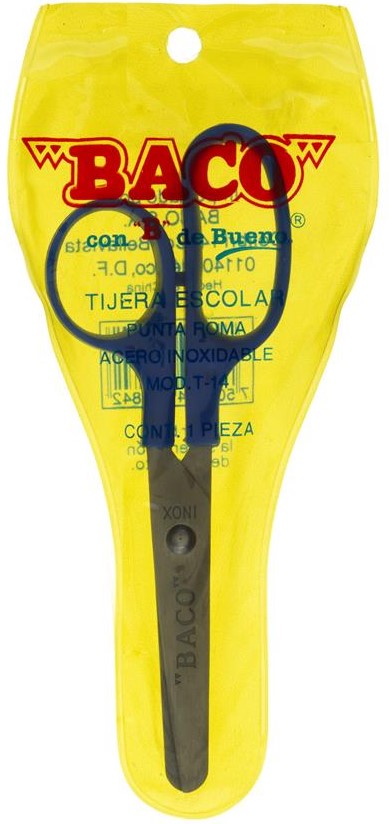 Tijera Escolar T-12 Escolar en Vinil 5¼" AceroInoxidable Baco® TJ006 [Pieza] 7501174900828 2