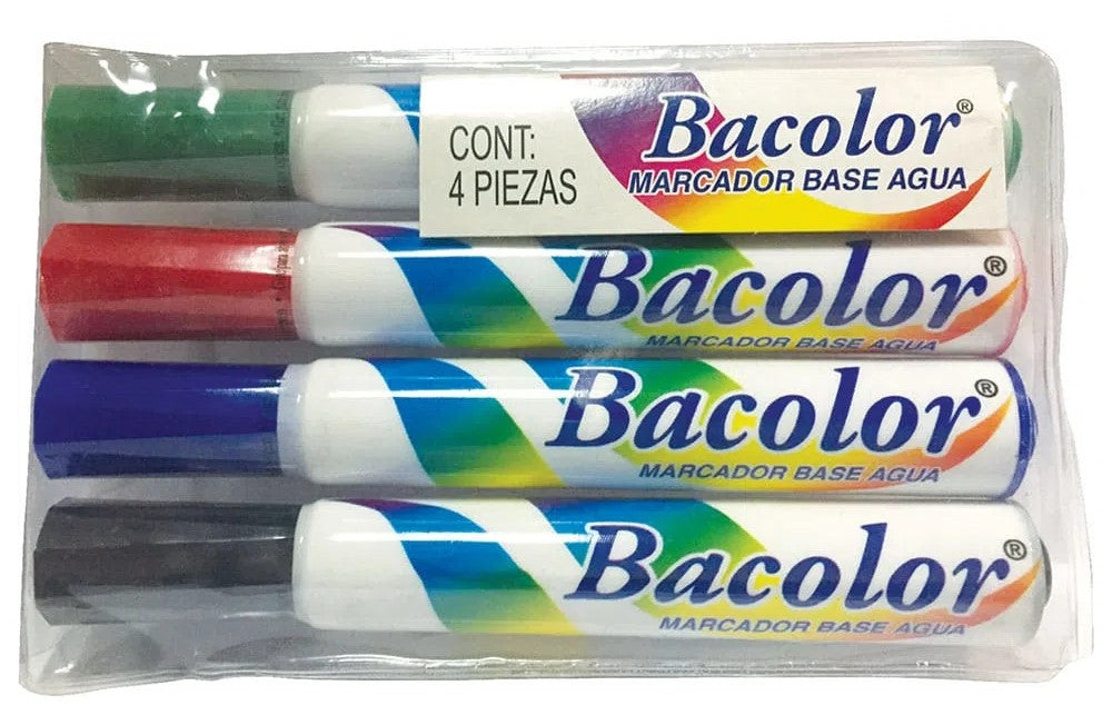 Marcador base Agua Bacôlor Plástico Colores Est.c/4 Baco® MR080 Estuche 7501174950304 01 Imagen principal del producto